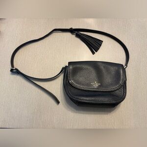 Kate Spade Black Pebbled Leather Crossbody Bag with tassel